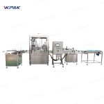 Automatska linija za označavanje malih kozmetičkih bočica, začepljivanje, zatvaranje