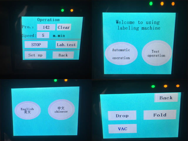 kontrolni znak unutar zaslona za rad strojeva labelin